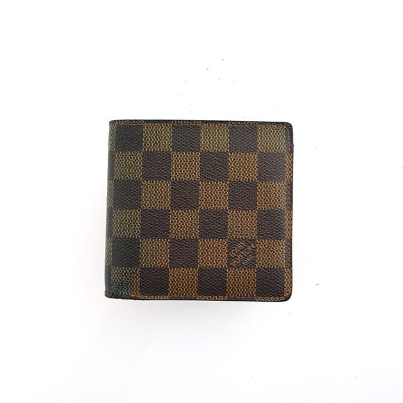 LOUIS VUITTON Marco Damier Ebene Canvas Leather Bifold Mens Wallet Spain - Picture 9 of 10